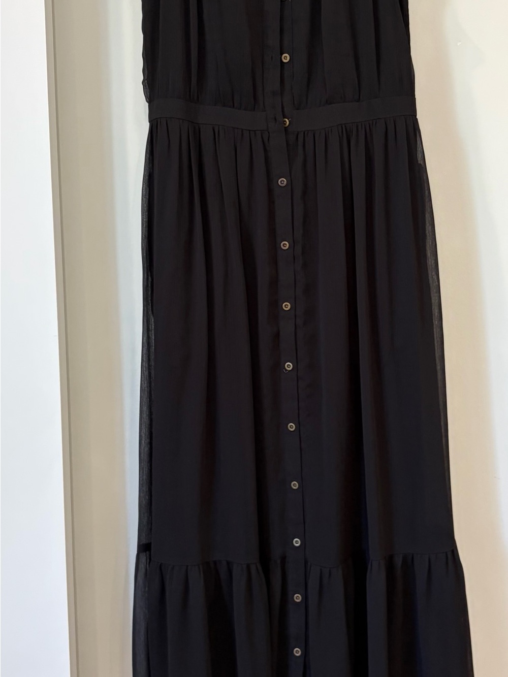 Banana Republic Black Button-Front Maxi Skirt